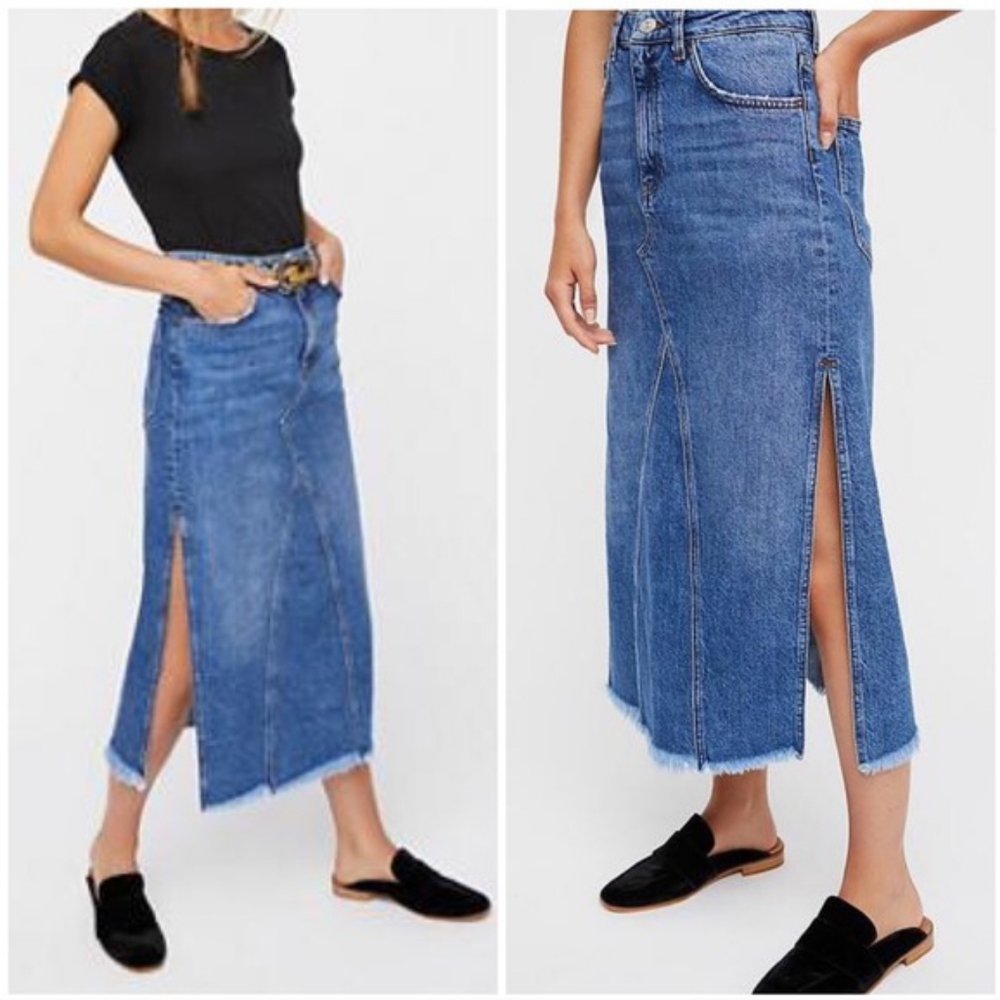 Free People Walk In The Park Denim Maxi